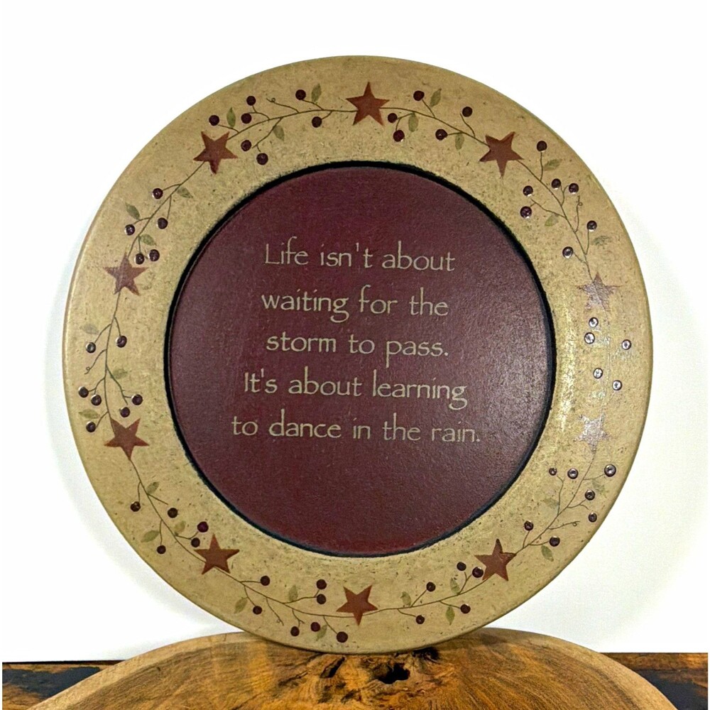 Vintage Barbara Lloyd Hearthside Collection Dance in the Rain Wood Plate Signed
